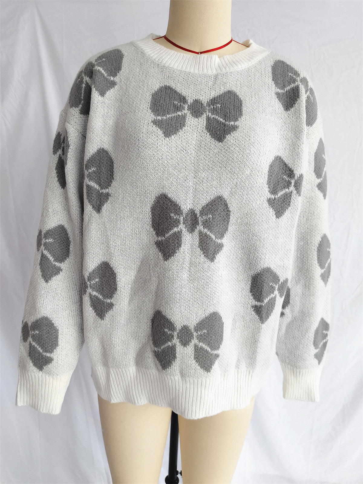 Printed Butterfly Round Neck Sweater Pullover Loose Casual Women's Sweater