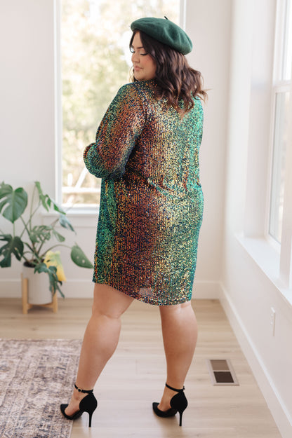 Shimmering Splendor Sequin Shirt Dress Duster