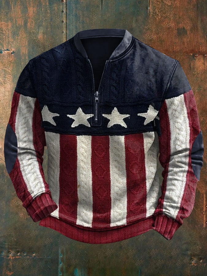 Men's Retro Flag Casual Pullover