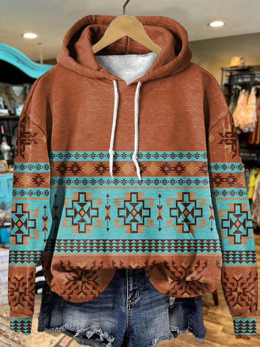 Retro Aztec Art Print Casual Hoodie Sweatshirt