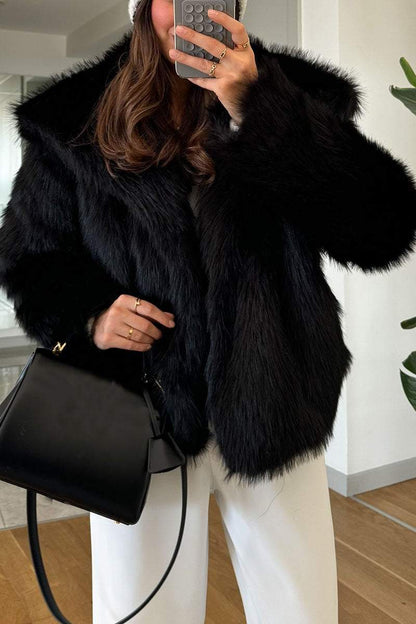 Women's Casual Solid Color Plush Coat