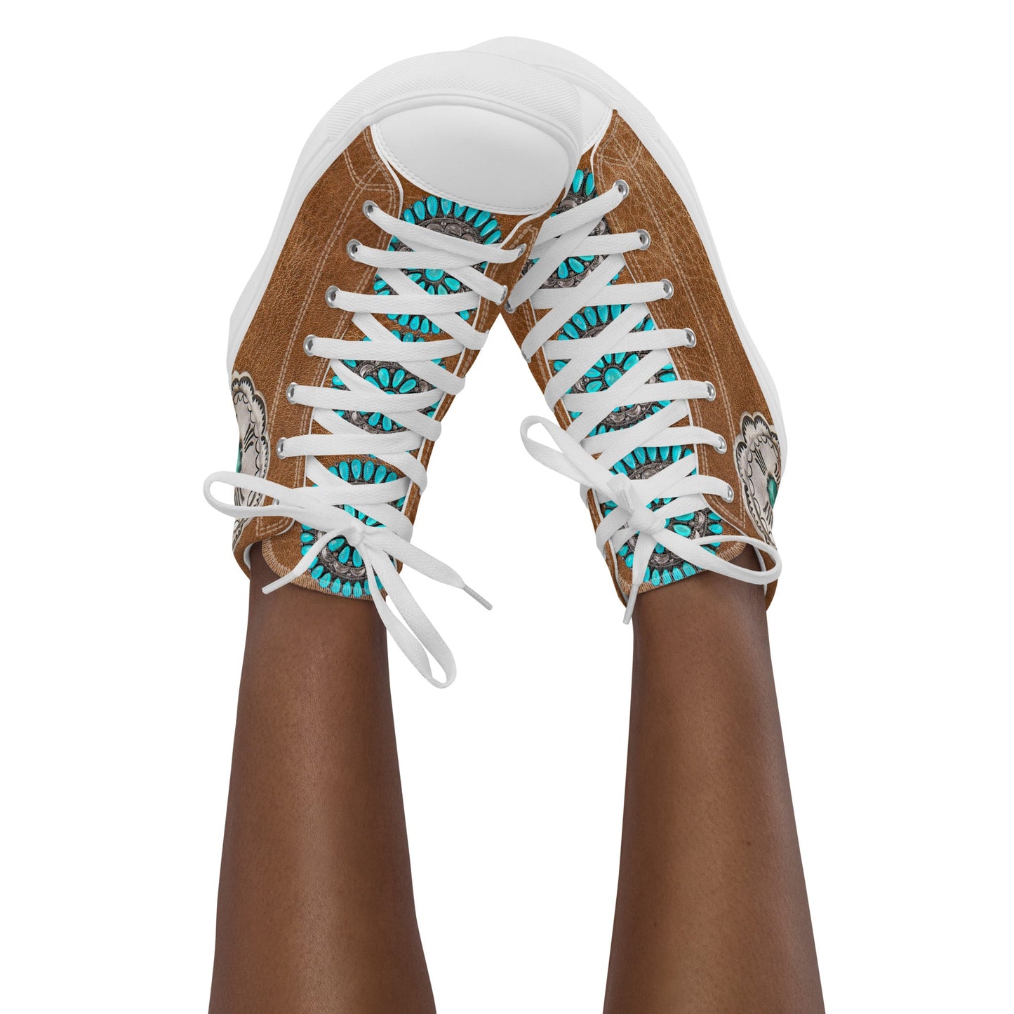 Turquoise Concho Women__ high top canvas shoes