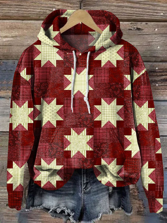 Patriotic Spirit Patch Red Art Prints Casual Hoodie Sweatshirt