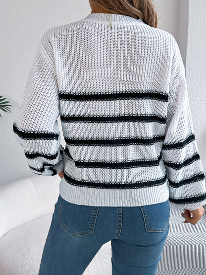 Elsie Striped Knit Pocket Sweater