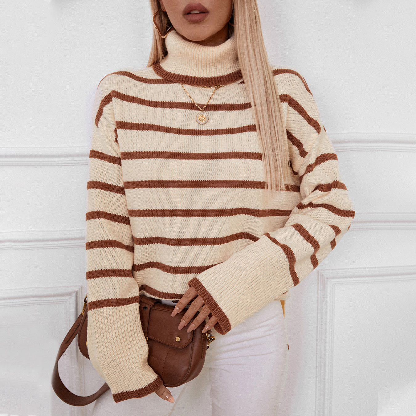 Elena Striped Turtleneck Sweater