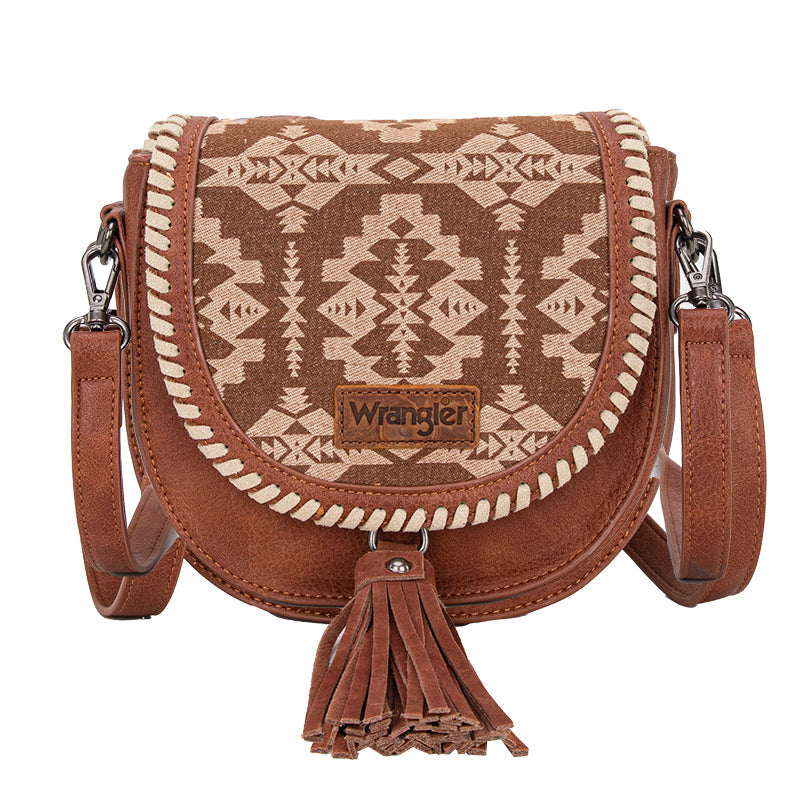 Wrangler Aztec Print Tassel Crossbody Bag