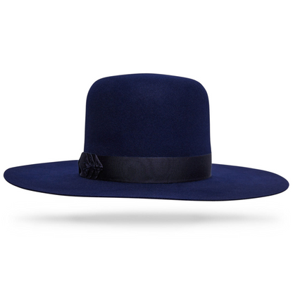 Navy Felt Wide-Brimmed Bowler Hat