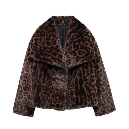 Leona Leopard Print Faux Fur Jacket