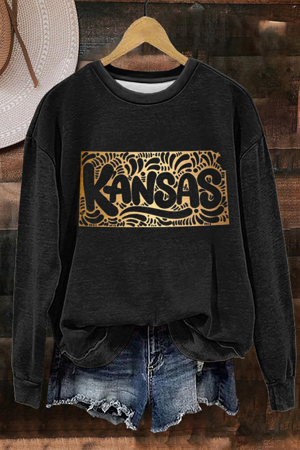 Unique KANSAS Print Sweatshirt