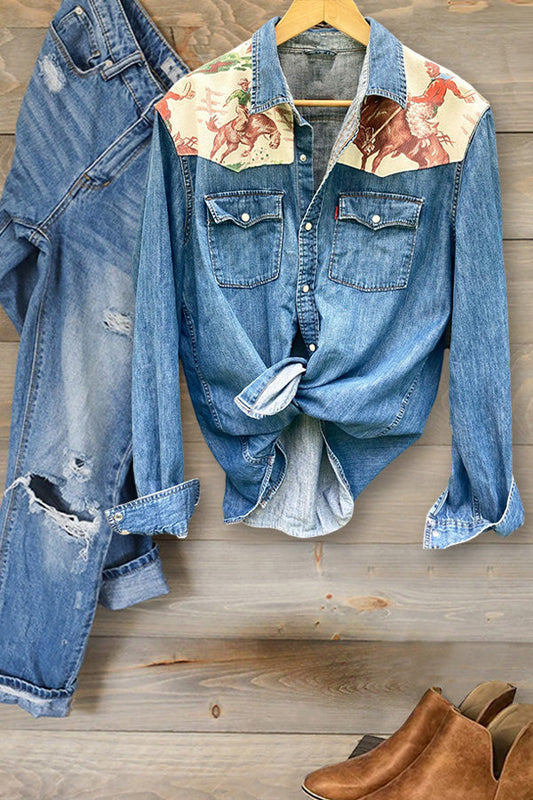 Cowboy Printed Denim Shirt