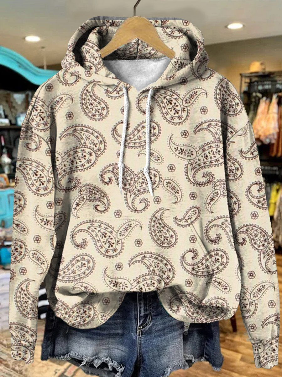 Vintage Cashew Pattern Art Print Casual Hoodie Sweatshirt