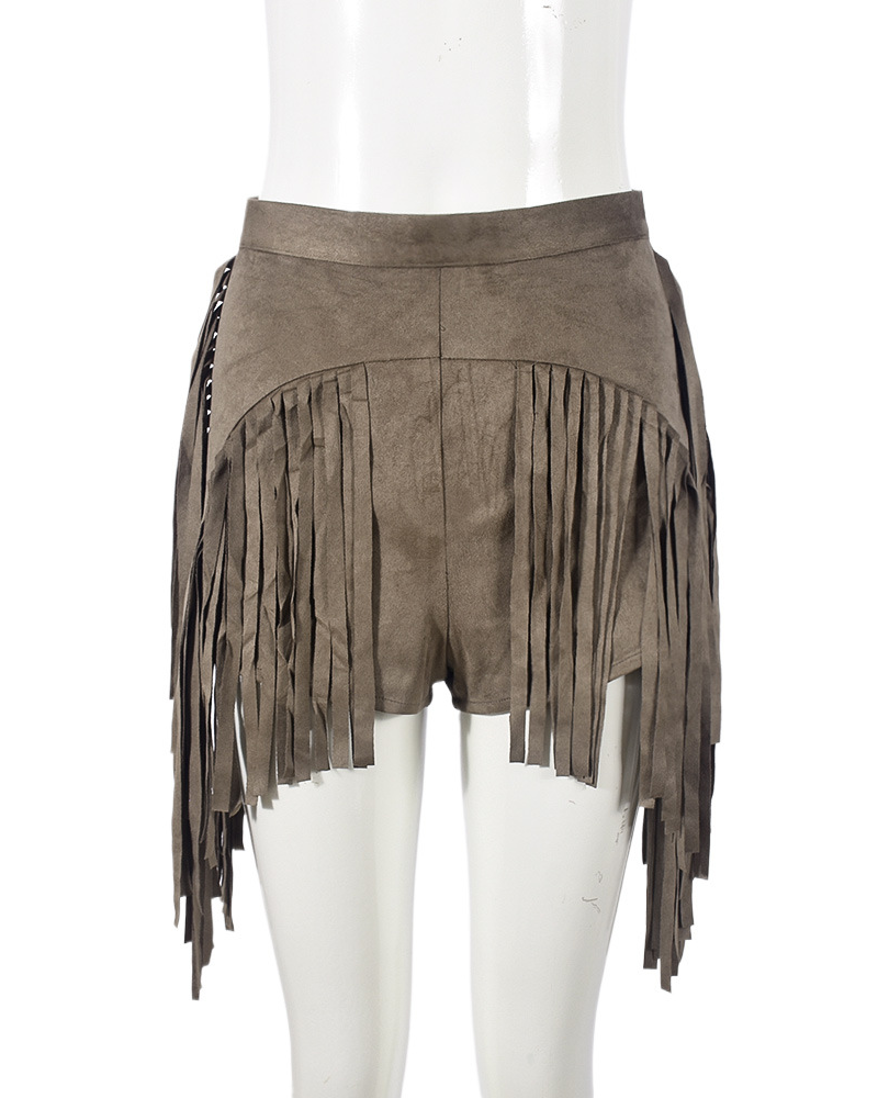 Wrap Buttocks Tassels Velour Shorts Dress