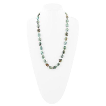 Green African Turquoise Slip On Sterling Silver Necklace