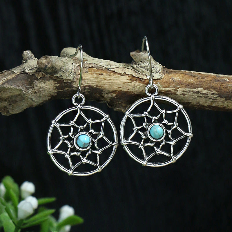 Women's Bohemian Geometric Metal Turquoise Earrings