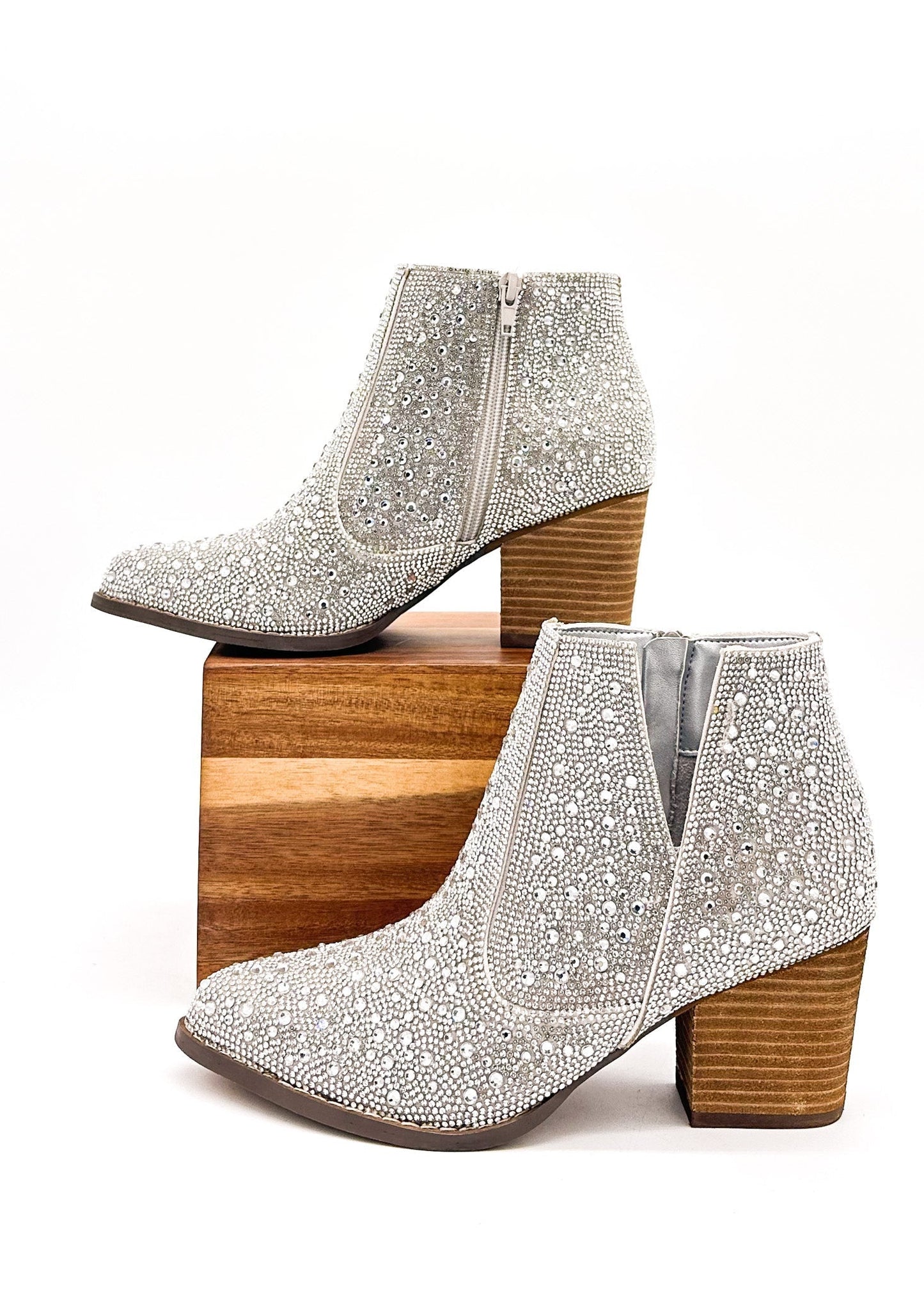 Shine On Rhinestone Bootie in Silver