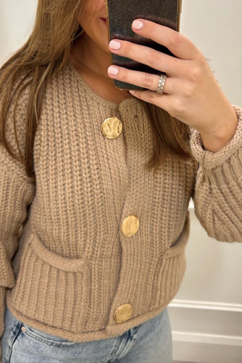 Women's Gold Button Knit Cardigan