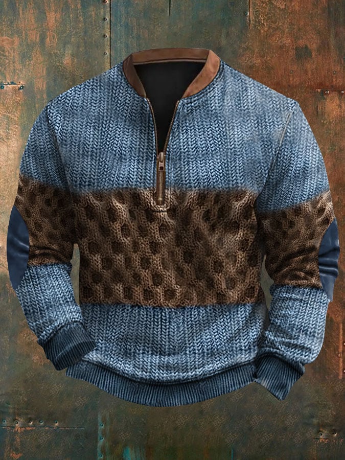 Men's Retro Solid Color Casual Pullover