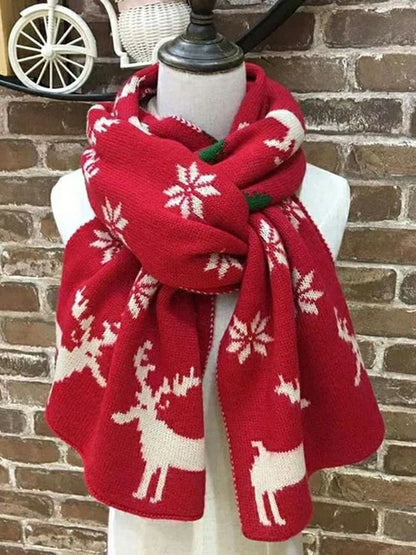 Christmas Multi-Element Pattern Design Thickened Warm Scarf