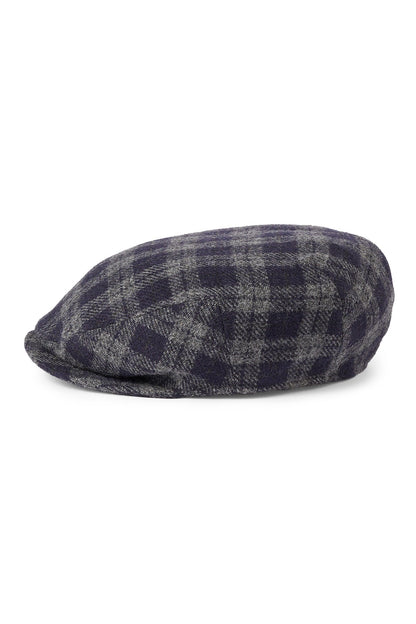 Darcy Navy Check Flat Cap