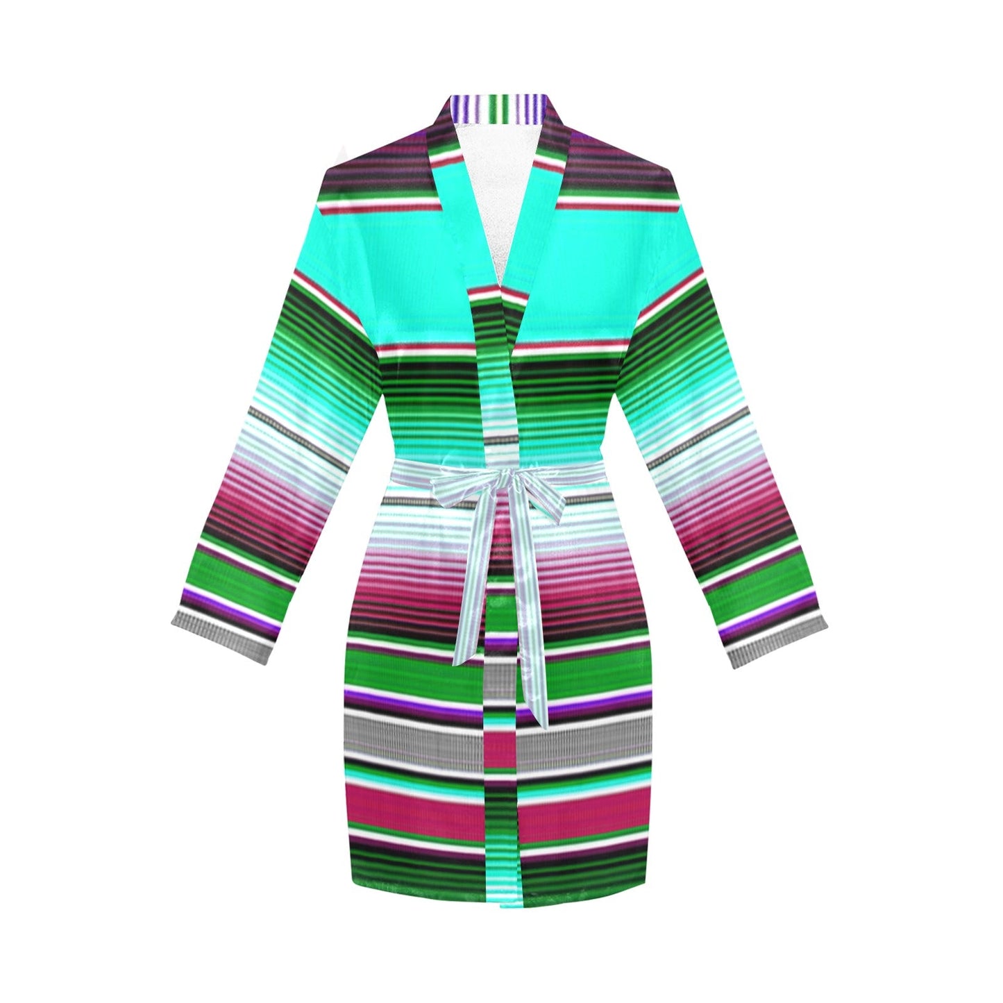 Turquoise Serape Women's Belted Satin Feel Dressing Lounge Robe