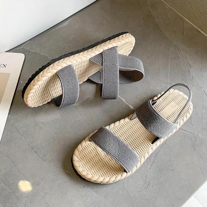 Women's Espadrille Flat Sandals Casual Solid Color Shoes