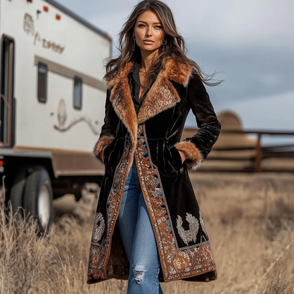 Denim Women's Western Retro Coat Plush Autumn And Winter Warm Coat