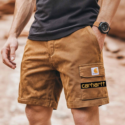 Men's Outdoor Tactical Stretch Multi-Pocket Elastic Vintage Brown Cargo Shorts