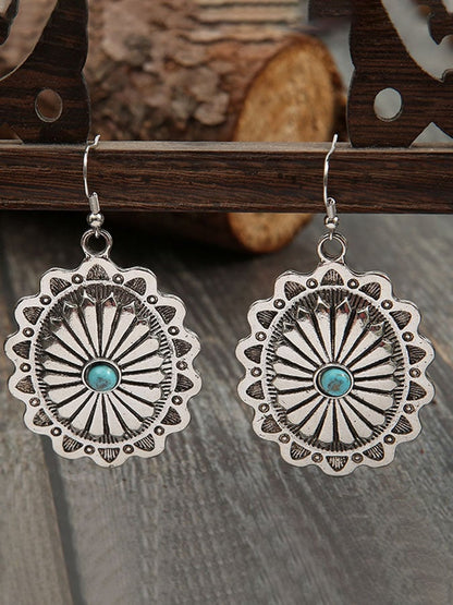 Vintage Turquoise Drop Turquoise Earrings-0520