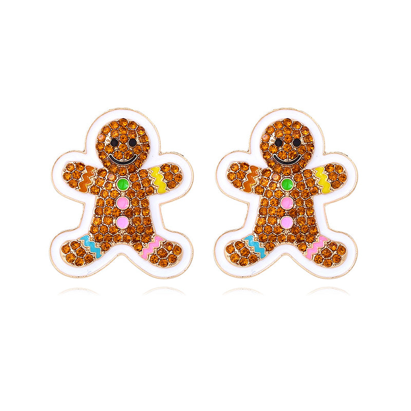 Cute Colored Alloy Christmas Gingerbread Man Earrings