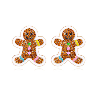 Cute Colored Alloy Christmas Gingerbread Man Earrings