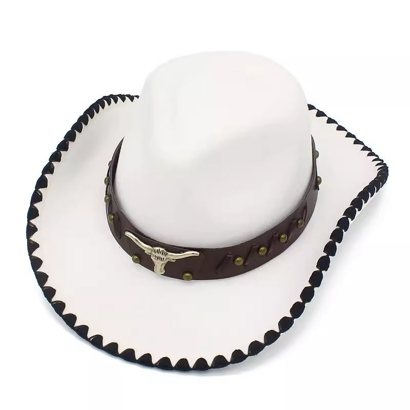 Men's Vintage Western Cowboy Hat Knight Woolen British Felt Hat