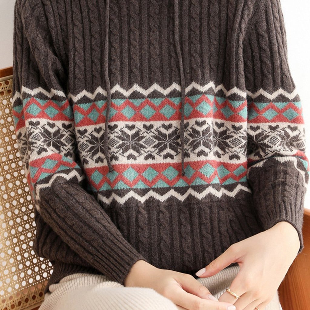 Retro Outerwear Hooded Sweater Women's Loose Ethnic Style