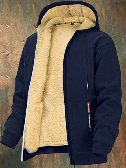 Men's Fashionable Loose-Fitting Velvet Thickened Hooded Zipper Jacket