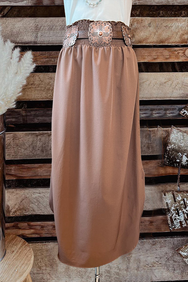 Casual High Waist Pleated Maxi Skirt