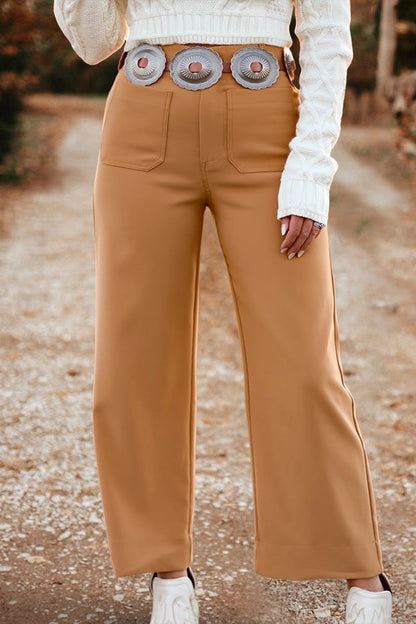 Vintage Pocket Cropped Wide-Leg Pants