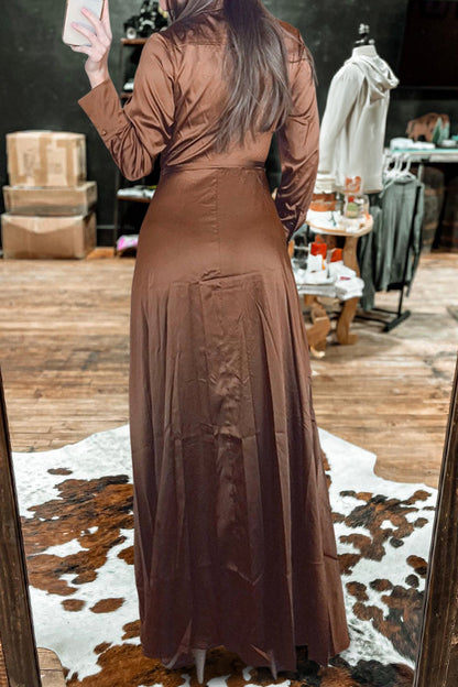 Beautiful  Leg Slit Wrap Collared Maxi Dress