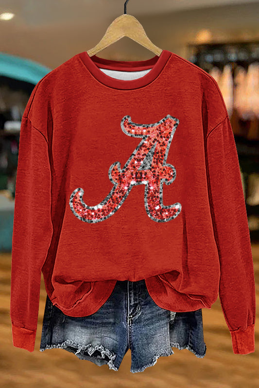 Shiny Alabama Football Gameday Print Sweatshirt