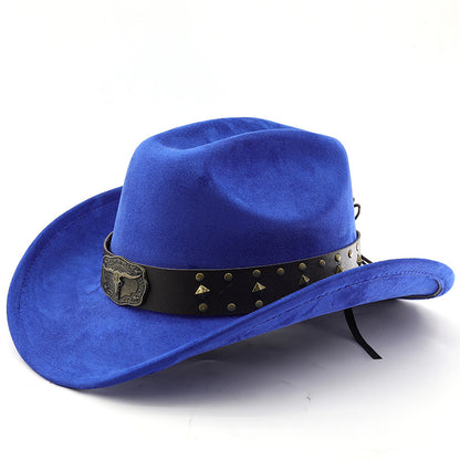 Men's Vintage Western Cowboy Hat Knight Woolen British Felt Hat