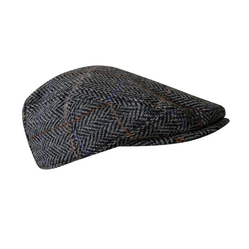 THE PEAKED Marl Flat Hat Taran-Harris Tweed