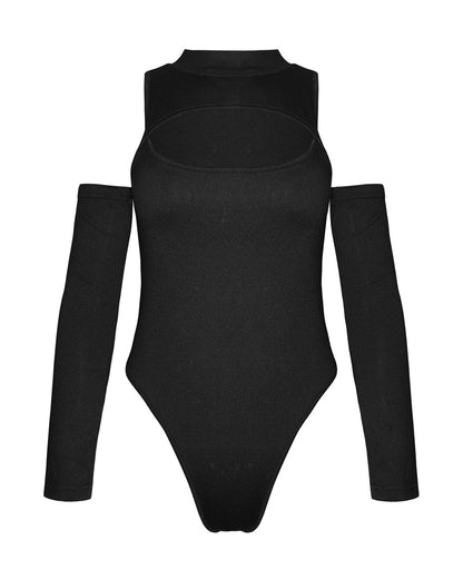 Sexy Hollow Tight Long Sleeve off Shoulder Jumpsuit Bodysuit