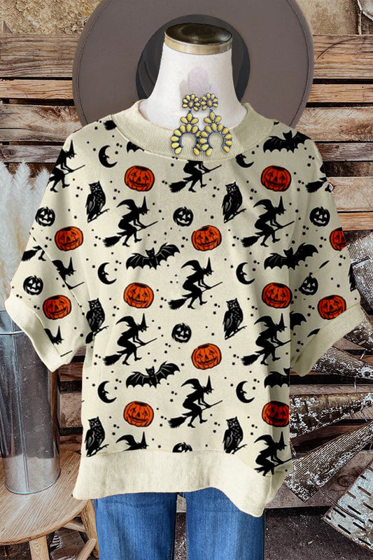 Halloween Contrast Printed Top