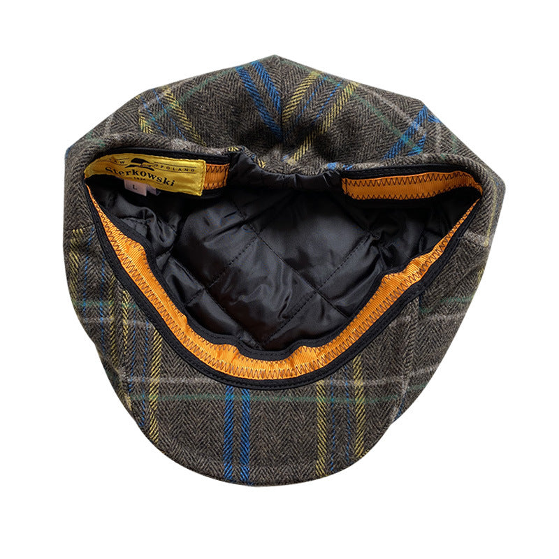 THE PEAKED Marl Flat Hat RUSTY-Harris Tweed