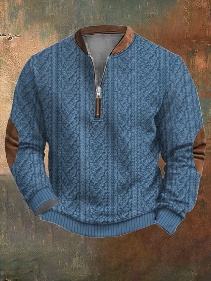 Men's Vintage Printed Casual Zipper Sweatshirt