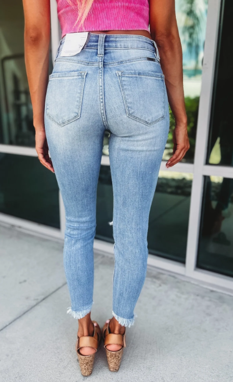 Vintage Casual Ripped Raw Edge Skinny Jeans