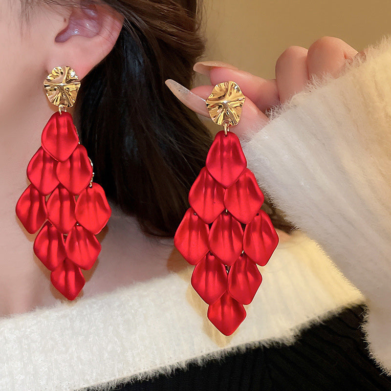 Elegant Petal Tassel Earrings