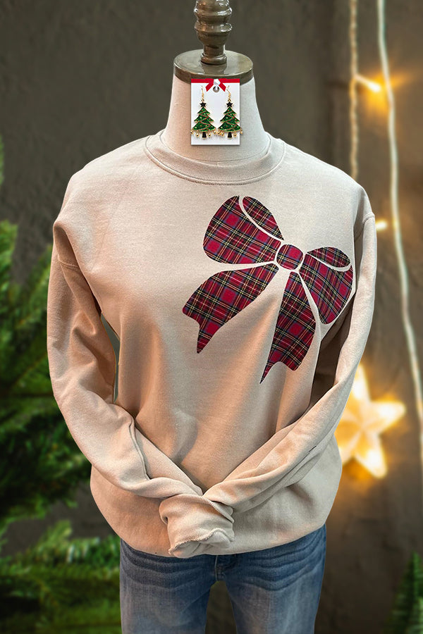 Christmas Bow Print Sweatshirt