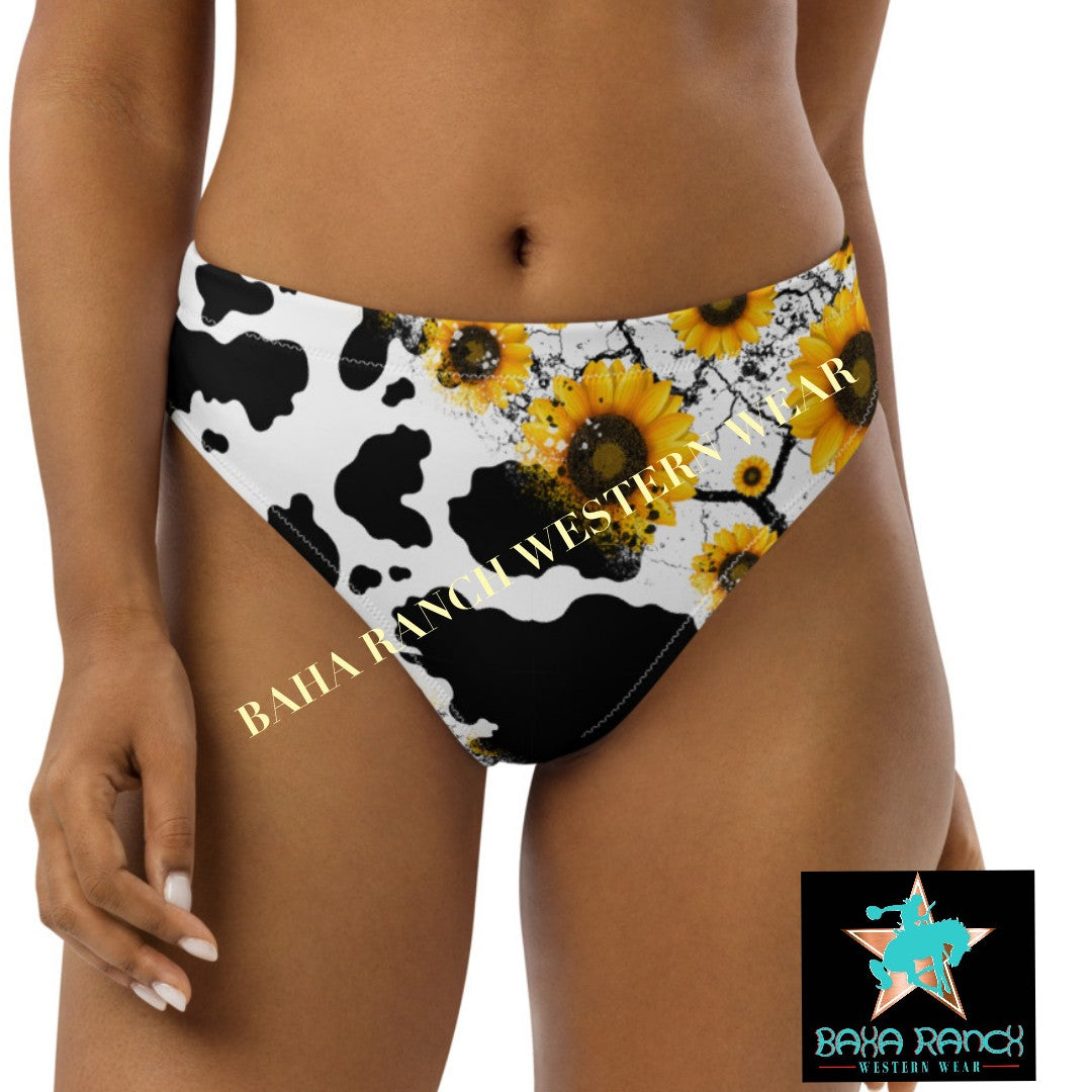 Yeehaw Cow Print Sunflower Bikini Bottom