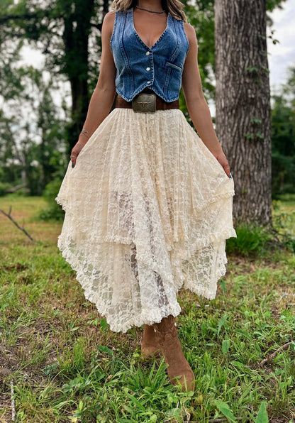 Beautiful Irregular Hem Lace Skirt