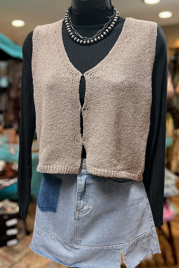 Versatile V-Neck Sleeveless Knitted Vest