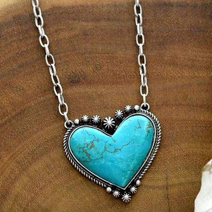 🔥New Year Special 49% OFF-Boho Turquoise Heart Pendant Necklace